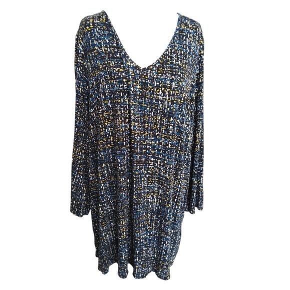 J. Jill Wearever Collection V-neck top in 2X  black blue pattern 3/4 sleeve - Picture 1 of 7